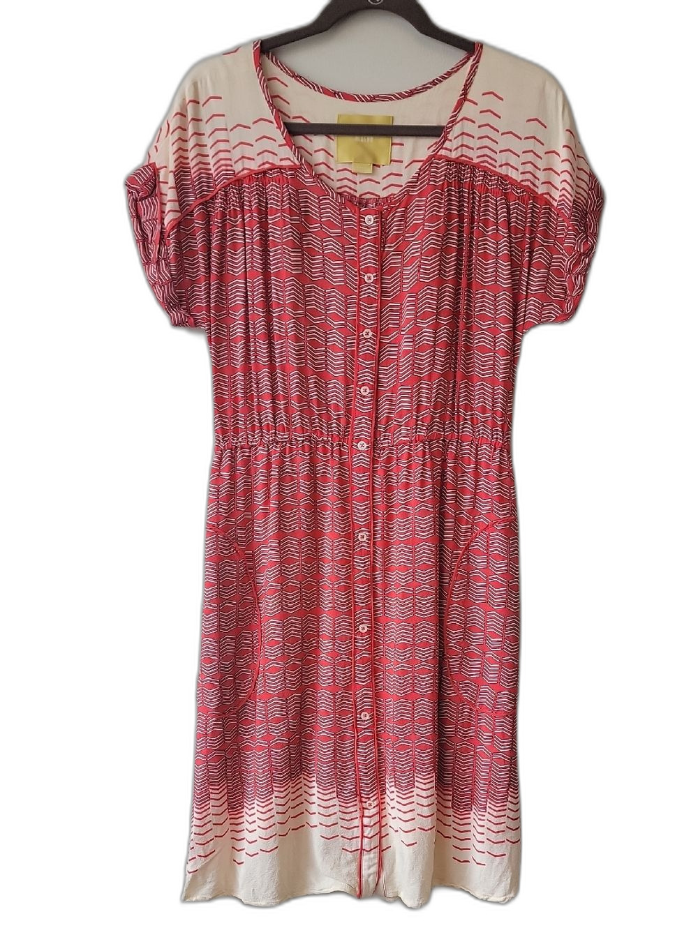 Maeve Red and Cream Button-Front Midi Dress